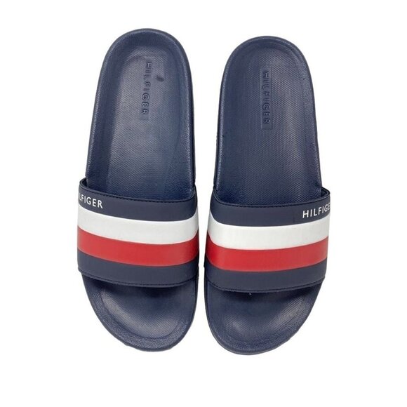 TOMMY HILFIGER Men's Rozi Global Stripe Branding Pool Slide Sandals Szs 9,10,11 - Picture 2 of 9